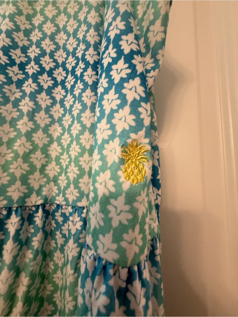 Tommy Bahama Girls Blue & Mint Green Floral Print Sundress